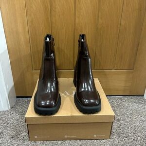 Urban Outfitters Brown Patent Lug Ankle Boots